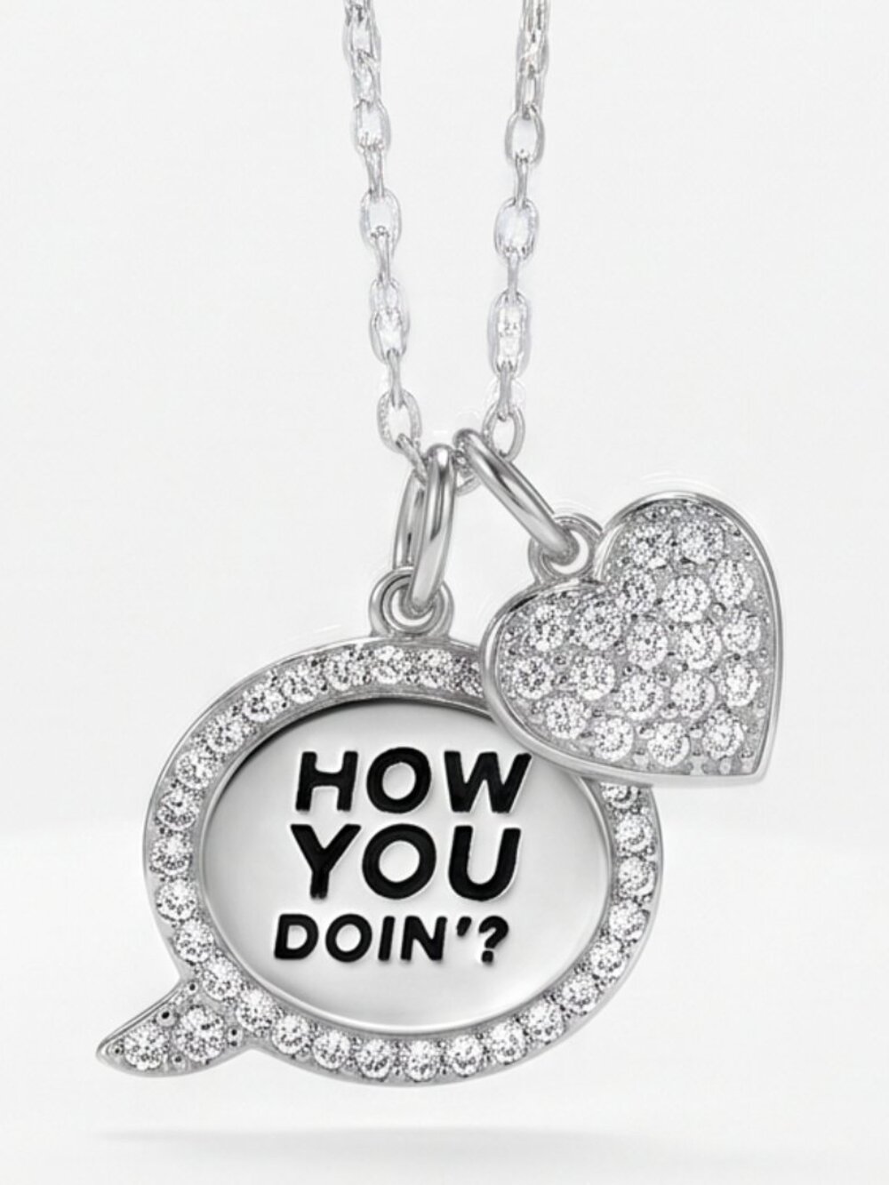 Friends TV Show "How You Doin?" Joey Tribbiani Necklaces, 925 Sterling Silver